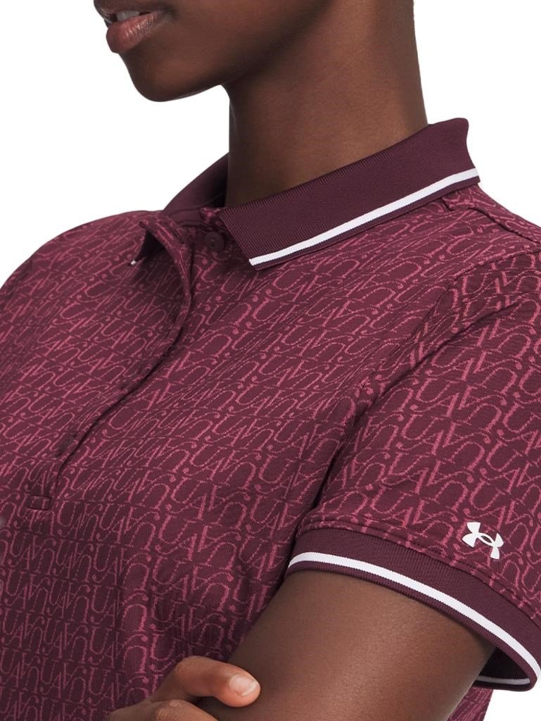 Under Armour Playoff Jacquard dámske polo, dark maroon/fuchsia dusk/white