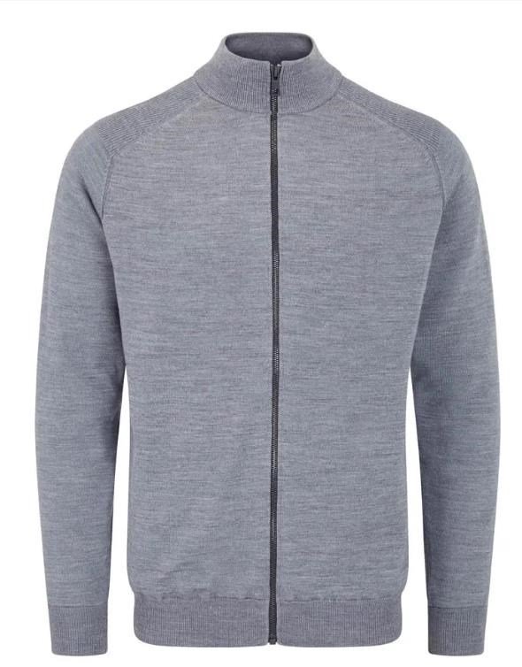 PING Murphy Lined full zip pánsky sveter, french grey marl