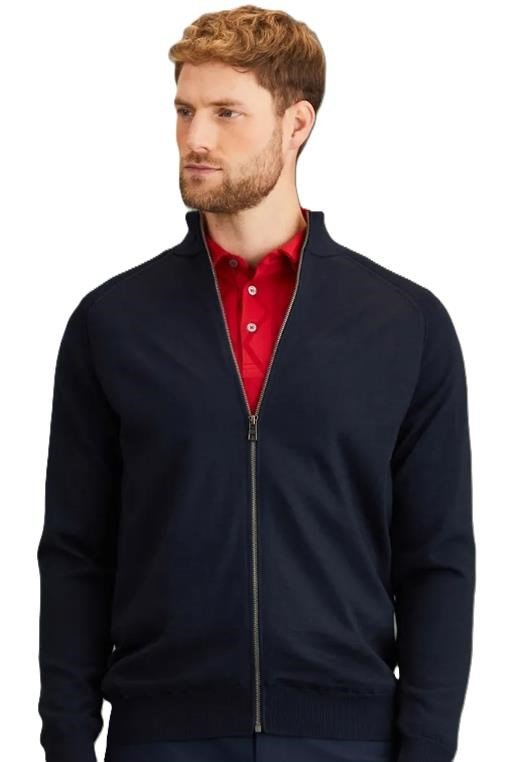 PING Murphy Lined full zip pánsky sveter, navy