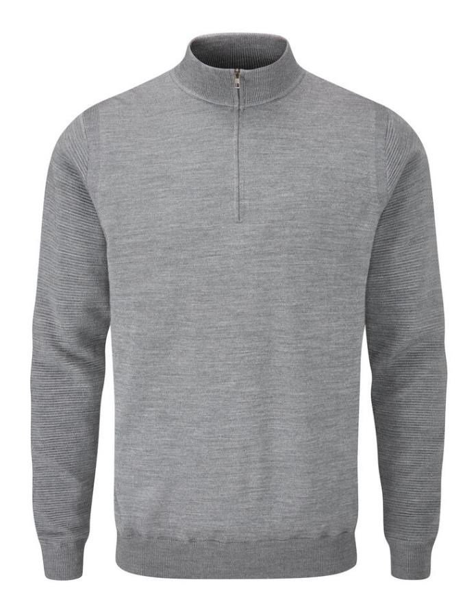PING Croy Lined Half Zip pánsky sveter, french grey marl