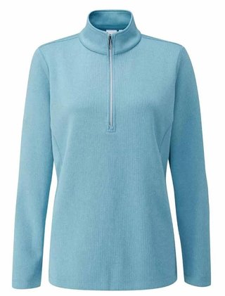 PING Lyla half zip ribbed dámska fleece mikina, tranquil blue marl