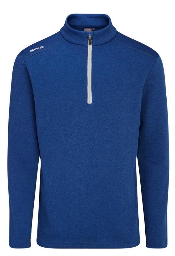 PING Ramsey half zip ribbed fleece pánsky pullover, inky marl