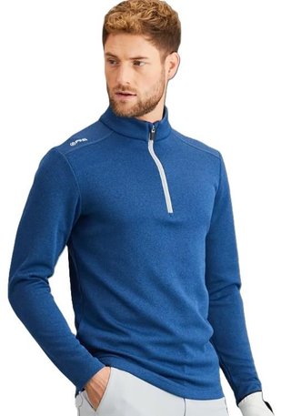 PING Ramsey half zip ribbed fleece pánsky pullover, inky marl