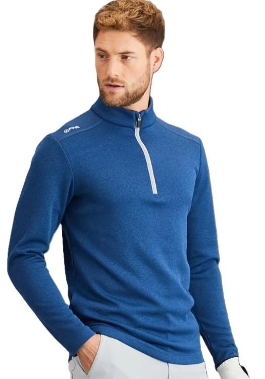 PING Ramsey half zip ribbed fleece pánsky pullover, inky marl