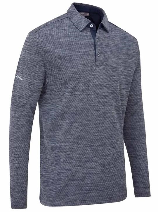 PING Creek polo s dlhým rukávom pánske, navy melange