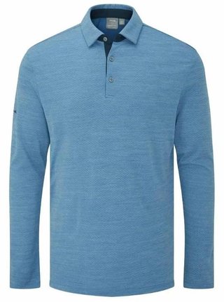 PING Creek polo s dlhým rukávom pánske, tidal blue melange
