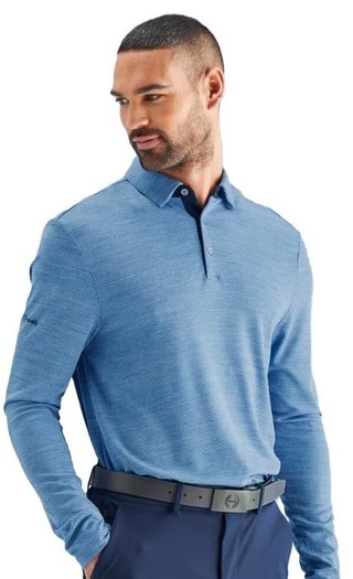 PING Creek polo s dlhým rukávom pánske, tidal blue melange