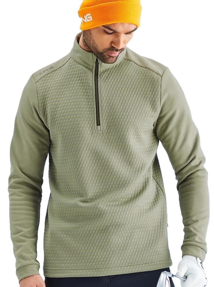 PING Nolan Quarter Zip Fleece pánska mikina, lichen