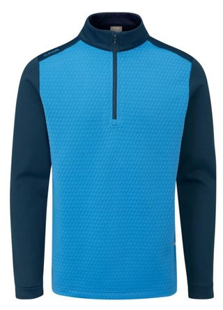 PING Nolan Quarter Zip Fleece pánska mikina, tidal blue/navy