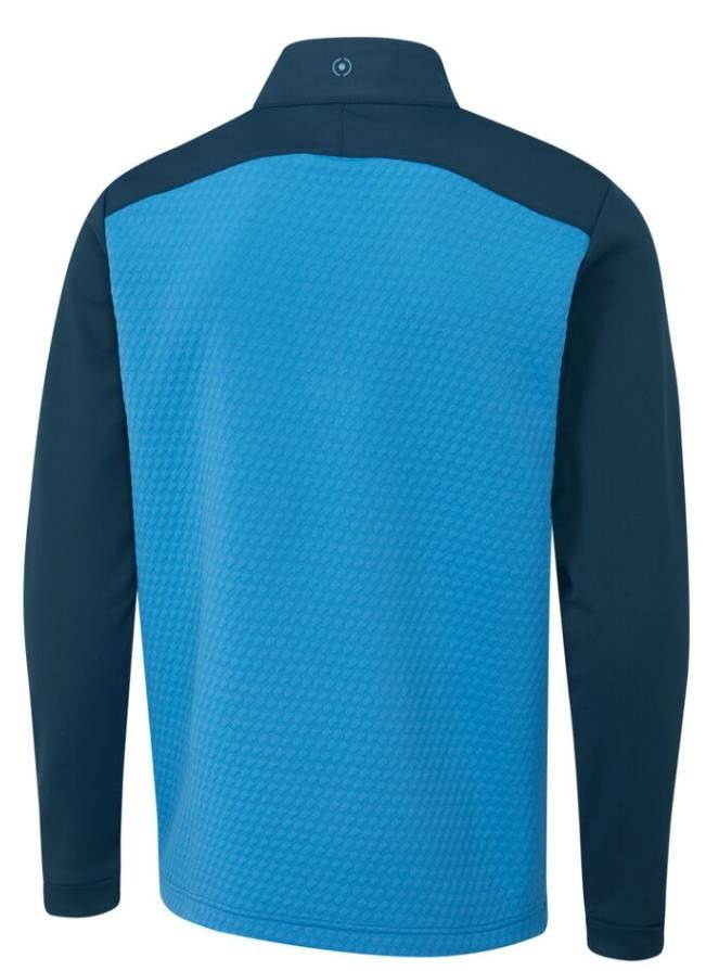 PING Nolan Quarter Zip Fleece pánska mikina, tidal blue/navy