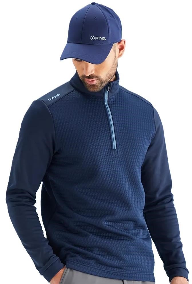 PING Nolan Quarter Zip Fleece pánska mikina, navy