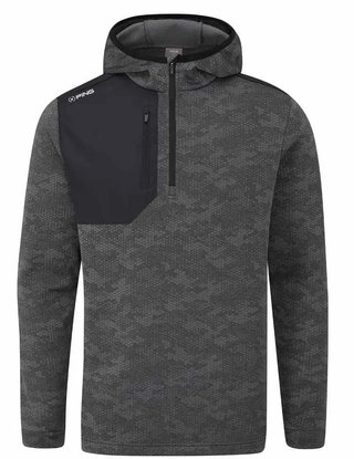 PING Nexa Hooded half zip fleece pánska mikina, čierna