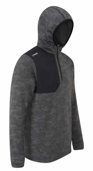 PING Nexa Hooded half zip fleece pánska mikina, čierna