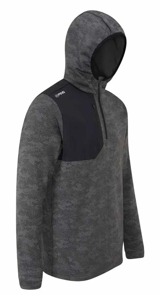 PING Nexa Hooded half zip fleece pánska mikina, čierna