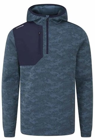 PING Nexa Hooded half zip fleece pánska mikina, blue fusion/navy