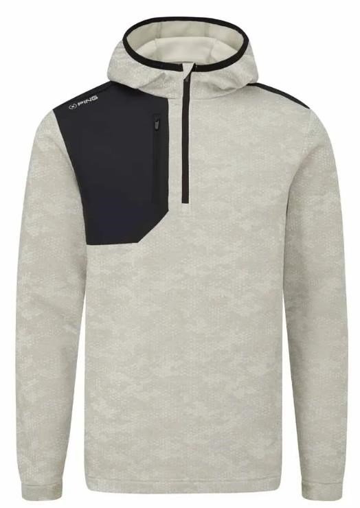 Ping Nexa Hooded half zip fleece pánska mikina, willow/black