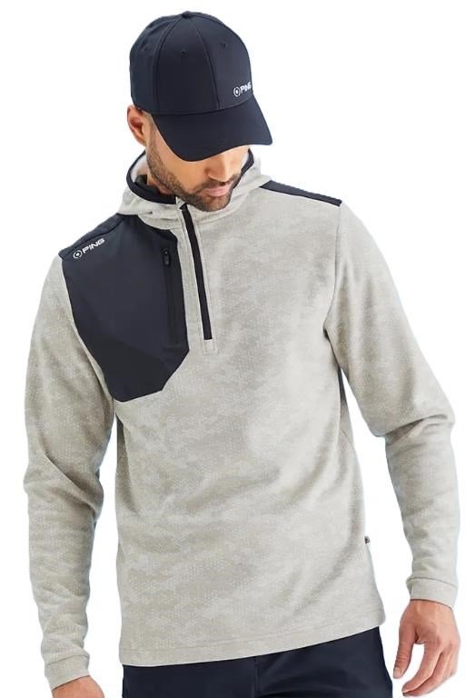 Ping Nexa Hooded half zip fleece pánska mikina, willow/black