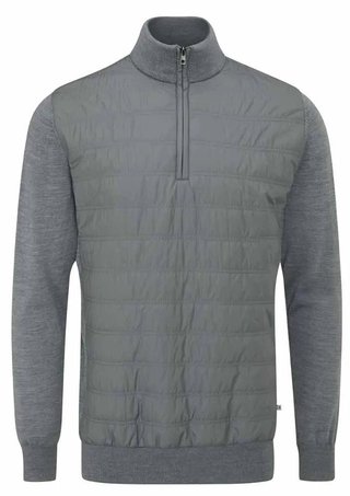 PING Connell Hybrid quarter-zip pánsky sveter, french grey marl