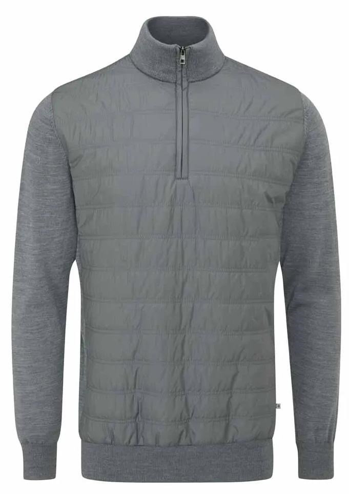 PING Connell Hybrid quarter-zip pánsky sveter, french grey marl