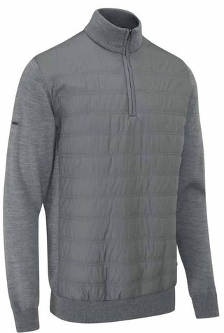 PING Connell Hybrid quarter-zip pánsky sveter, french grey marl