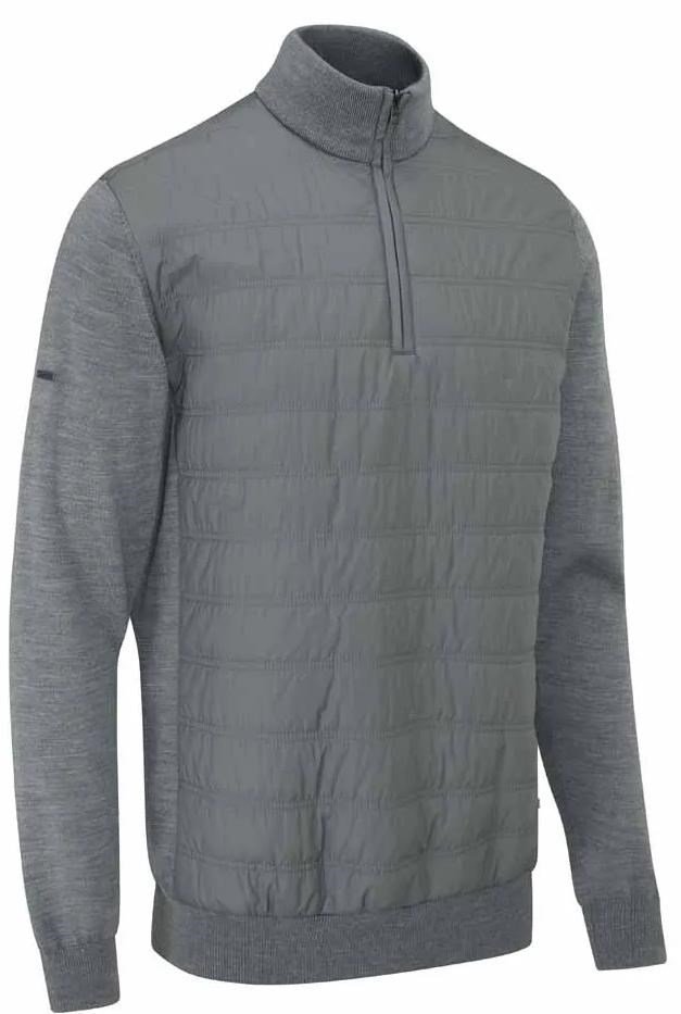 PING Connell Hybrid quarter-zip pánsky sveter, french grey marl