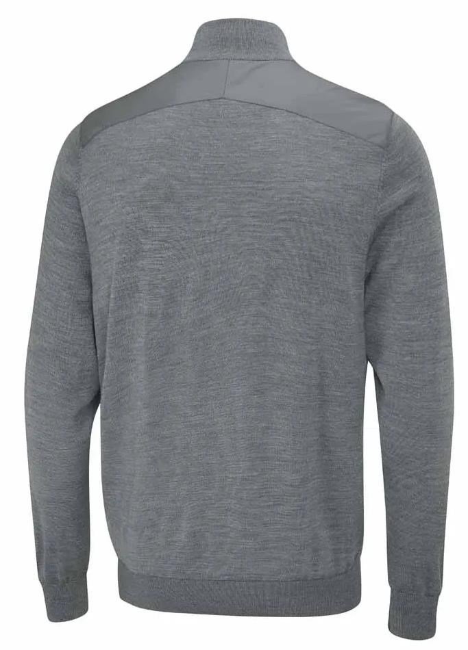 PING Connell Hybrid quarter-zip pánsky sveter, french grey marl
