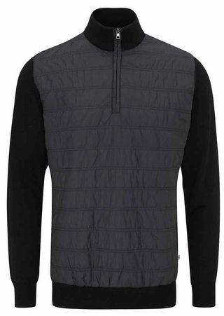 PING Connell Hybrid quarter-zip pánsky sveter, čierny