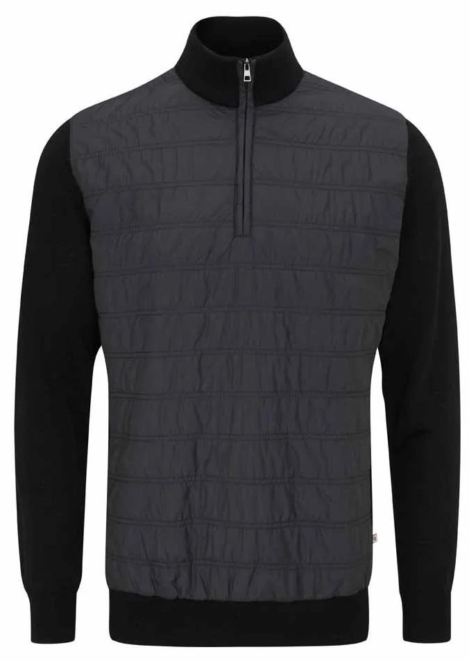 PING Connell Hybrid quarter-zip pánsky sveter, čierny