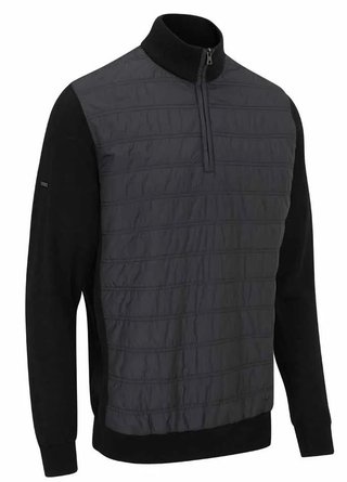 PING Connell Hybrid quarter-zip pánsky sveter, čierny
