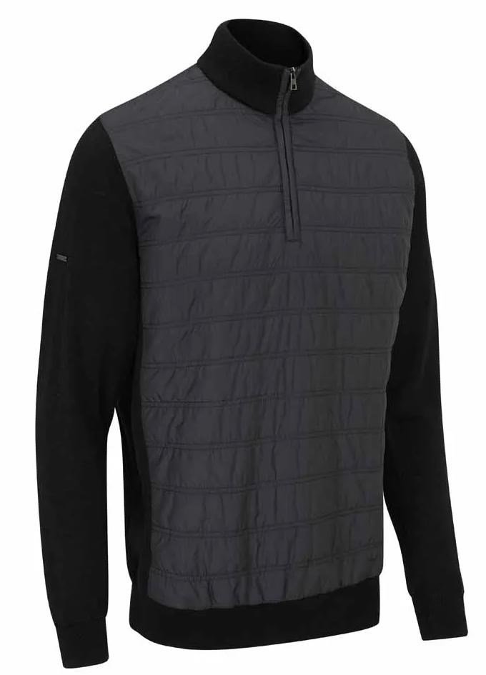 PING Connell Hybrid quarter-zip pánsky sveter, čierny