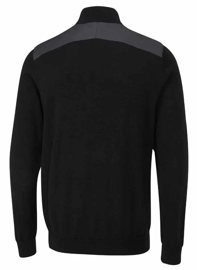 PING Connell Hybrid quarter-zip pánsky sveter, čierny
