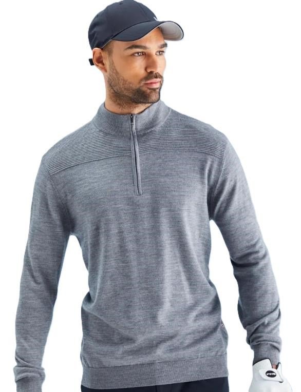 PING Dorset Quarter zip pánsky sveter, french grey marl
