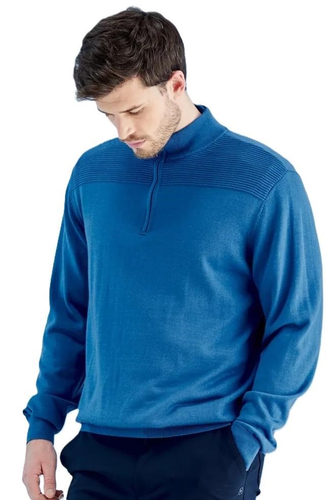 PING Dorset Quarter zip pánsky sveter, tidal blue