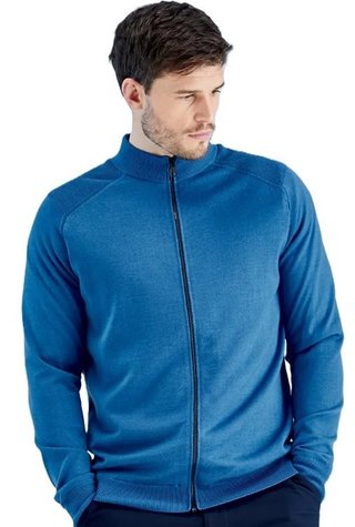 PING Murphy Lined full zip pánsky sveter, tidal blue