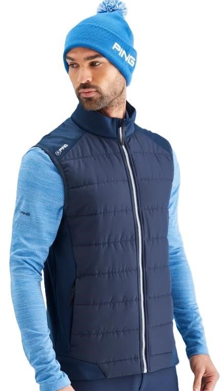 PING Aiden Hybrid fleece pánska vesta, navy