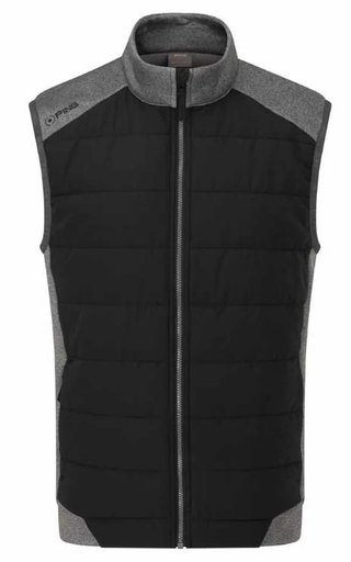 PING Aiden Hybrid Fleece pánska vesta, asphalt marl/čierna
