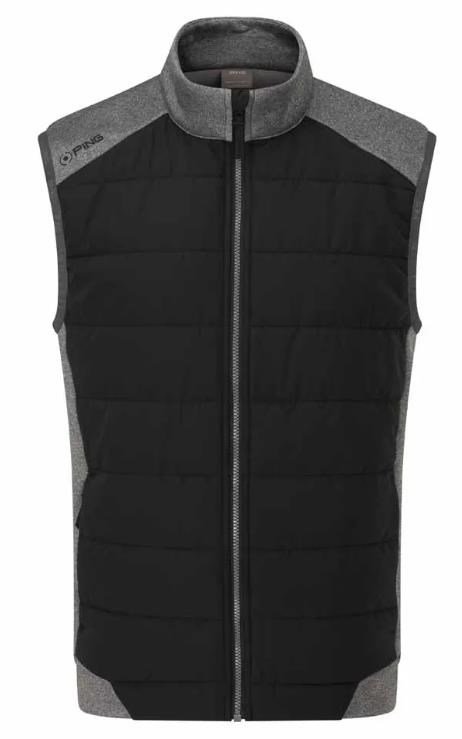 PING Aiden Hybrid Fleece pánska vesta, asphalt marl/čierna