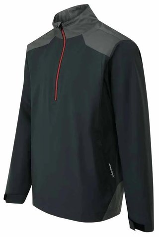 PING AquaDrive Half-Zip pánska bunda do dažďa, čierna/asphalt