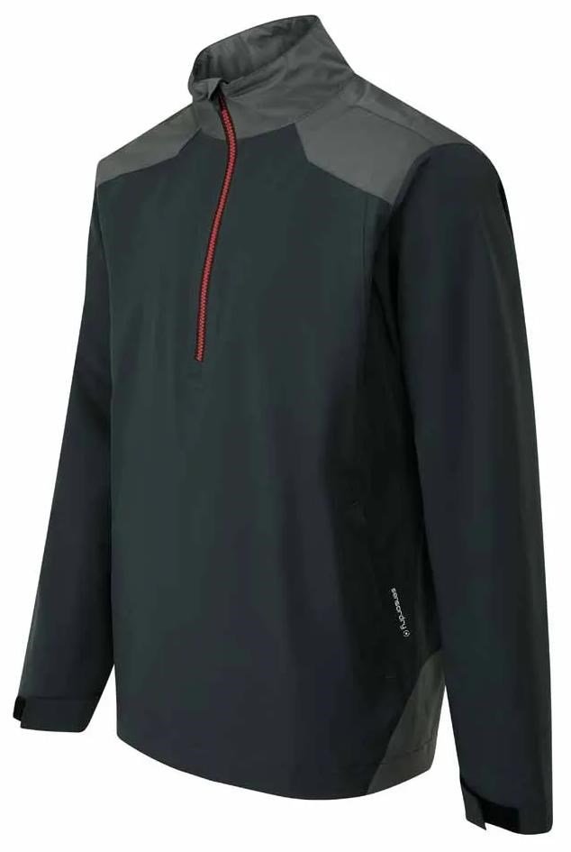 PING AquaDrive Half-Zip pánska bunda do dažďa, čierna/asphalt