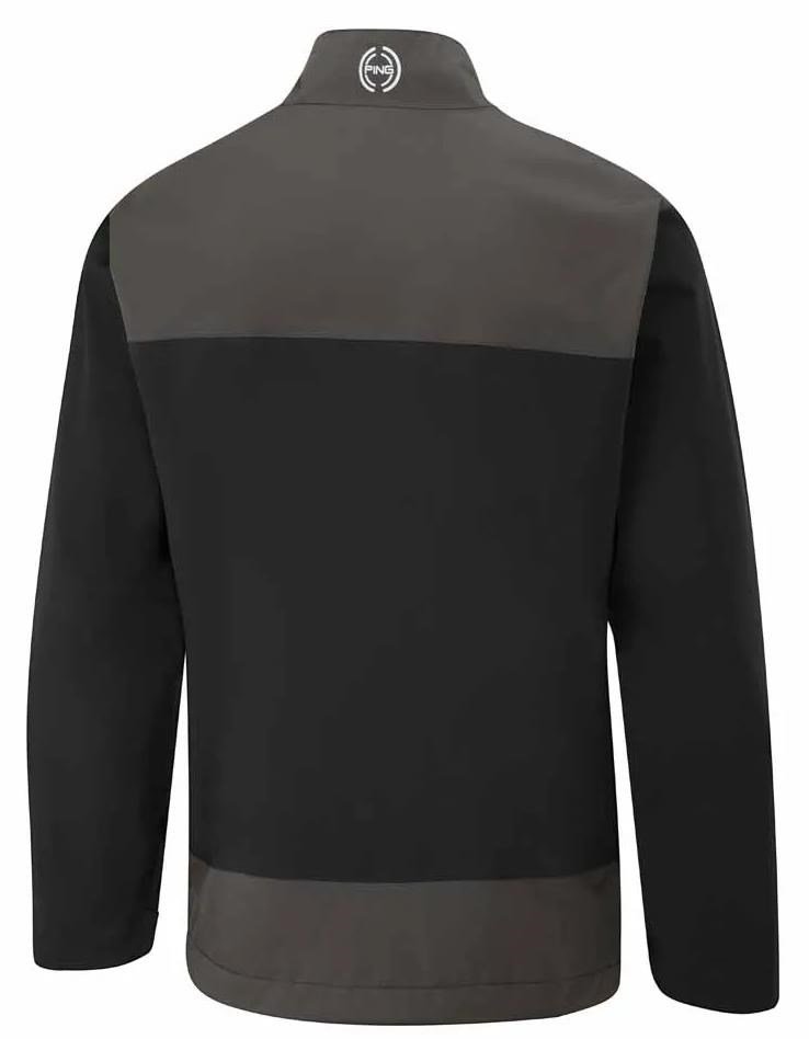 PING AquaDrive Half-Zip pánska bunda do dažďa, čierna/asphalt