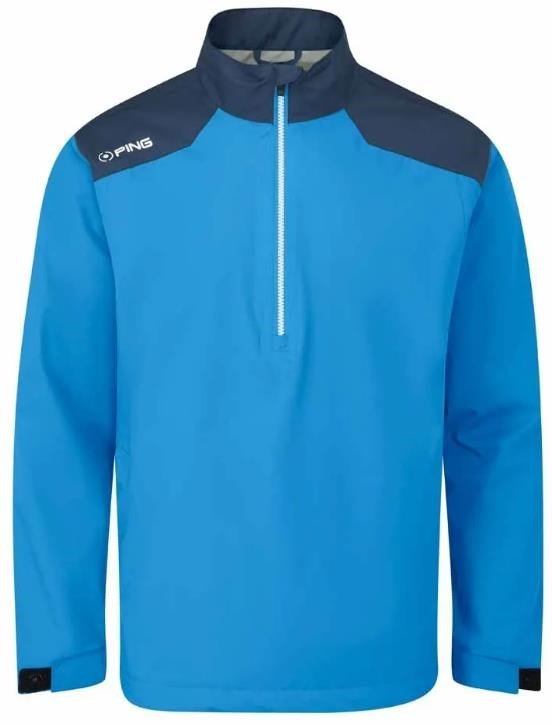 PING AquaDrive Half-Zip pánska nepremokavá bunda, brilliant blue/oxford blue