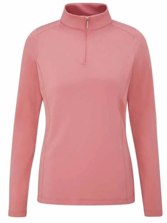 PING Aveline Half Zip dámska košeľa s dlhým rukávom, tlmená ružová