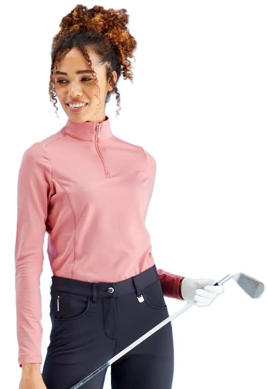 PING Aveline Half Zip dámska košeľa s dlhým rukávom, tlmená ružová