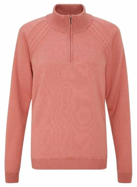 PING Melodie Half-zip lined dámsky sveter, tlmená ružová