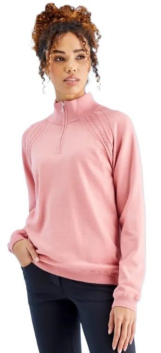 PING Melodie Half-zip lined dámsky sveter, tlmená ružová