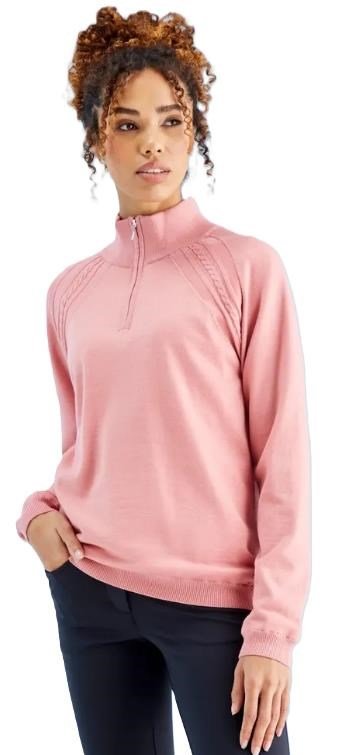 PING Melodie Half-zip lined dámsky sveter, tlmená ružová