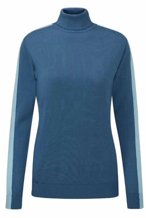 PING Lockett Roll neck dámsky sveter, blue fusion/crystal blue