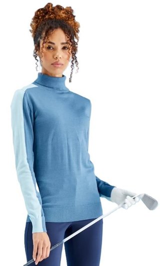 PING Lockett Roll neck dámsky sveter, blue fusion/crystal blue