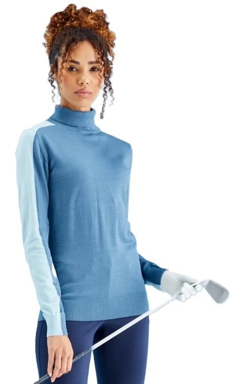 PING Lockett Roll neck dámsky sveter, blue fusion/crystal blue