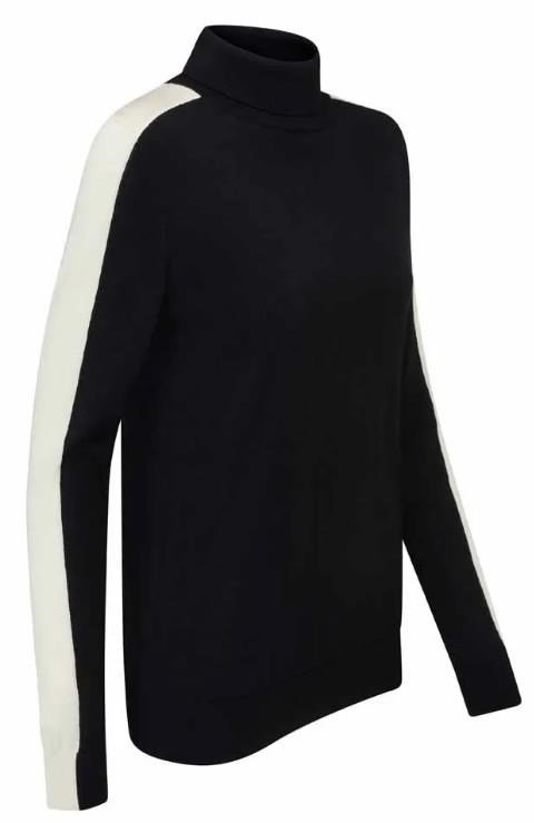 PING Lockett Roll neck dámsky sveter, čierny/chalk